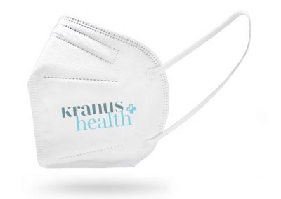 Bedruckte FFP2 Maske mit Firmenlogo für Kranus Health